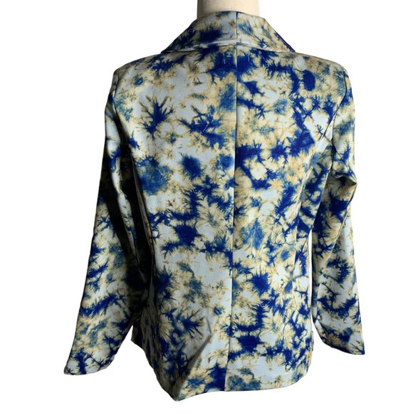 LOGO Julia Tie Dye Unlined Blazer XS Blue Ponte Knit Button Stretch Pockets NEW - Picture 4 of 6